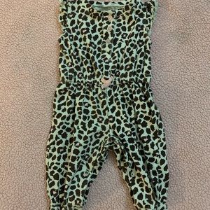 Brown and Pink Leopard Print Romper